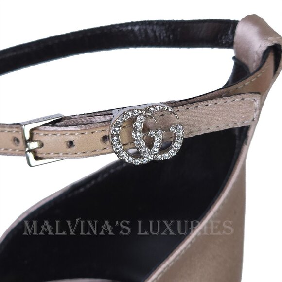 GUCCI SHOES CRYSTAL EMBELLISHED SATIN HIGH HEEL SANDALS sz 39 9 - Picture 11 of 15